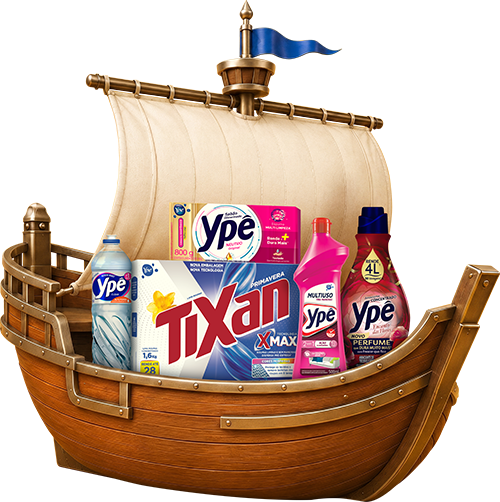 Barco carregado de produtos Ypê participantes da Promoção Meu Ypê Premiado.